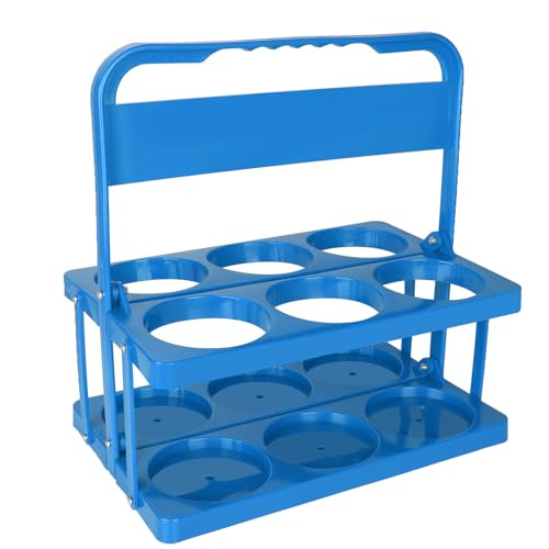 ASelected Porte-Bouteille de Lait Pliable en Plastique à 6 Trous pour bière et vin avec poignée (Rouge foncé), Bleu, 33x32x22CM, Panier à bière Pliable...