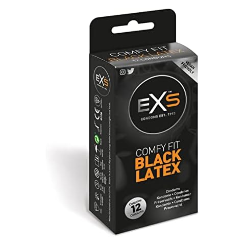 EXS Black Latex Vegan Condoms Pack of 12 Cover