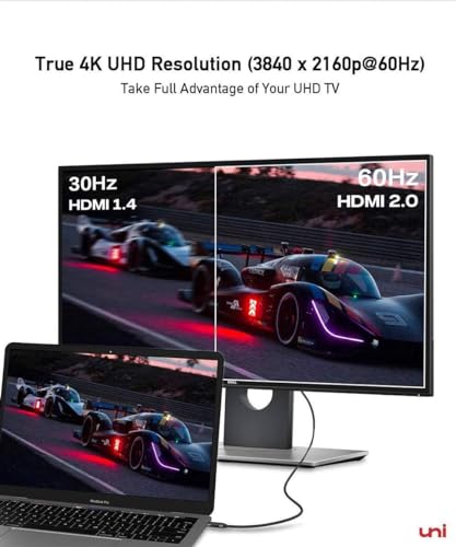 Image of uni USB C to HDMI Cable 10ft 4K@60Hz for Galaxy S24,MacBook,Chromebook | Thunderbolt 3 /4,Sturdy Aluminum, High-Speed, Samsung S8-S24, MacBook Pro /Air, iPad Pro /Air 4, iPhone 15 Pro /Max, Chromebook