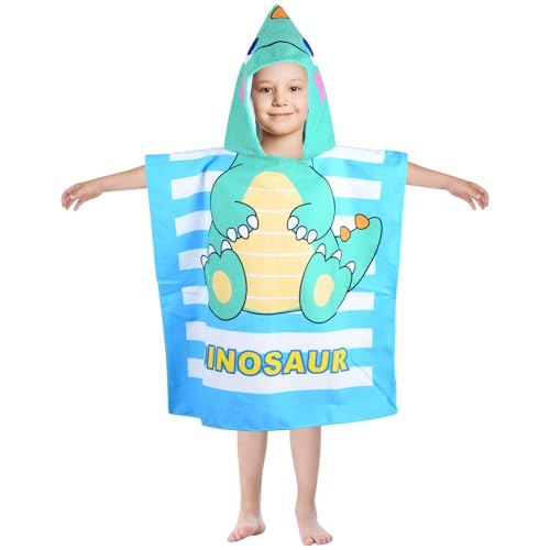 Kinder Badeponcho Dinosaurier - Weiches Baumwoll-Badetuch Mit Kapuze