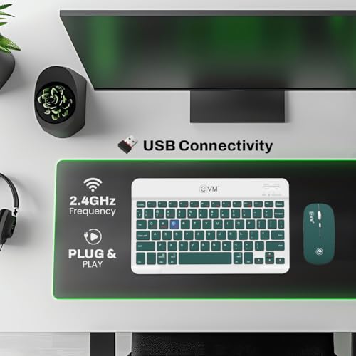 Image of EVM EnClick Wireless Keyboard & Optical Mouse Combo | Bluetooth 5.0 + 2.4GHz Dual Mode, Type-C Rechargeable | 1600 DPI, High Performance Multi-Device | 1 Year Warranty (WLKM & EWLM-360- EnClick)