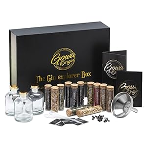 Exclusive DIY gin set – stunning gift for men and women – enthusiasm guaranteed! Set to make your own gin incl. E-book with 13 recipes, 12 gin spices, 3 bottles to fill and much more