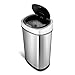 NINESTARS DZT-50-9 Automatic Touchless Infrared Motion Sensor Trash Can, 13 Gal 50L, Stainless Steel Base (Oval, Silver/Black Lid)
