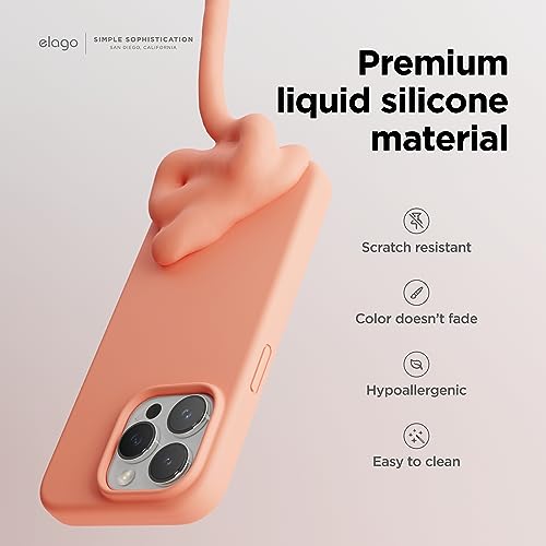 Image of elago Compatible with iPhone 15 Pro Case, Liquid Silicone Case, Full Body Protective Cover, Shockproof, Slim Phone Case, Anti-Scratch Soft Microfiber Lining, 6.1 inch (Salmon)