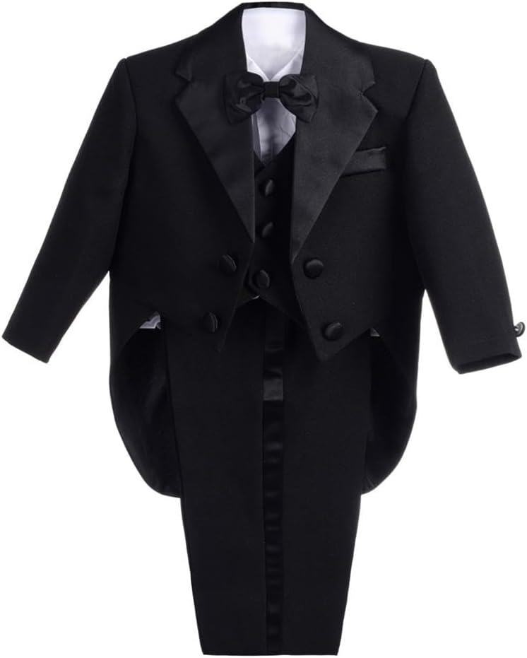 Lito Angels Baby Boys' Classic Tuxedo with Tail Wedding Outfits Suit 5 Piece Set 039