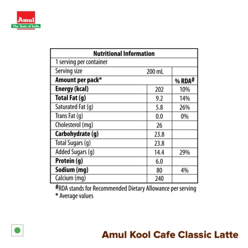Image of Amul Kool 'Classic Latte' Can 200 mL