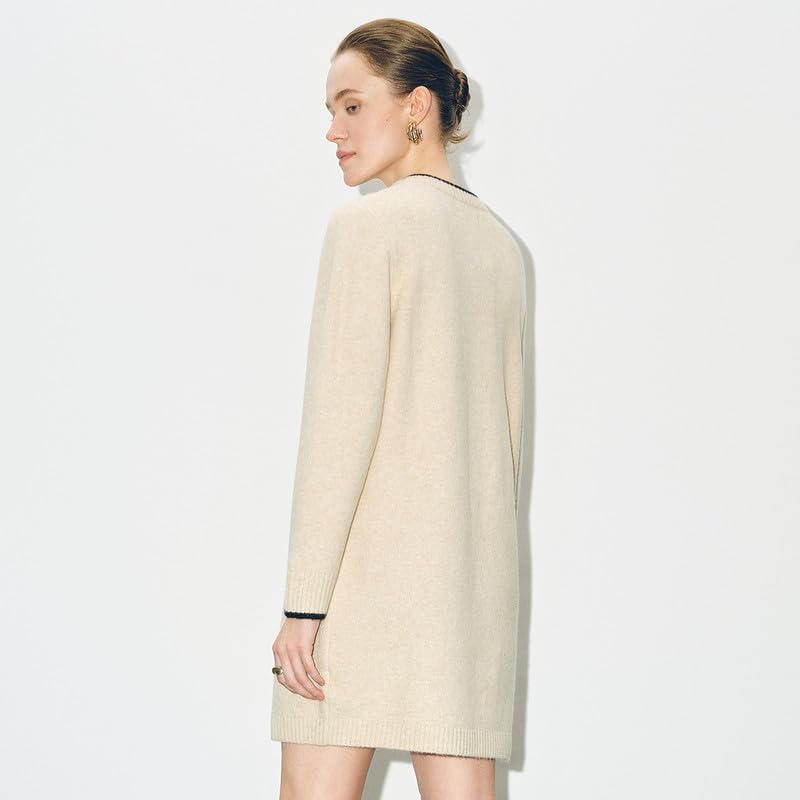 Image of URBAN REVIVO Fall Oversized Sweater Dresses for Women 2025 Long Sleeve Knit Casual Crew Neck Loose Mini Pullover Tops