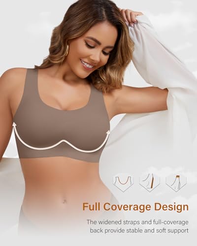 Image of Wireless Bras for Women No Underwire Seamless Full Coverage T-Shirt Bra