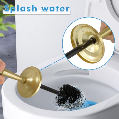 Image of Gold Toilet Brush and Holder Set, Stainless Steel Toilet Brush for Bathroom,Heavy Duty Gold Toilet Bowl Brush and Holder,Deep Cleaning Modern Toilet Cleaner Brush -Space Saving, Covered Brush, Durable