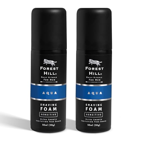 Image of Forest Hill Pack of 2 Aqua Pre Shave Foam For Men,Goodness of Olive & Argan Oil,Mulberry,Rosemary & Peppermint Extract,Prevent Cuts & Burns,Rich Lather,Cooling Hydrating Formula(Each 50g)