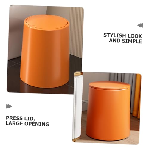 Caneca de basura rectangular naranja con tapa pulsante miniatura 3