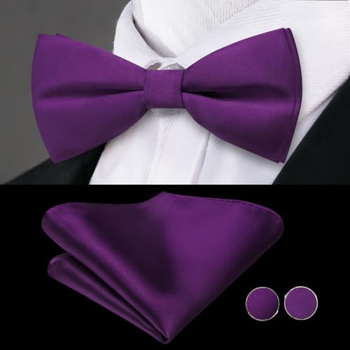 Image of Dubulle Mens Cummerbund and Bow Tie Set Paisley Floral Pretied Bowties for Men Pocket Square Cufflinks Wedding Business