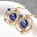 WLWDBY Handmade Galaxy Ear Hooks - Handcrafted Planet Design with Metal Star Tracks, Creative Jewelry for Women, Unique Gift for Astronomy Lovers