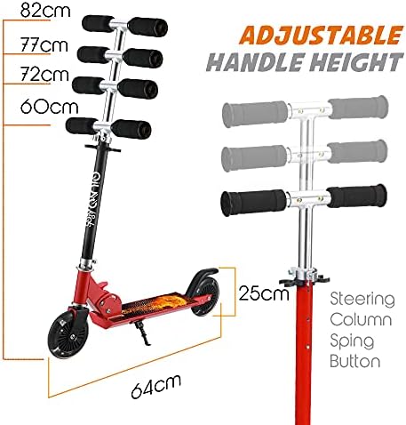Kids Scooter Ages 6-12 Boys Girls with Light Up 2 Wheels, Folding Scooters Adjustable Height, Support 100KG