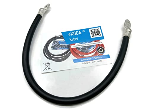 eXODA cable de batería 70 mm² 50cm con terminales M8 negro cable flexible de alta calidad fabricado en Alemania adecuado para 11290 vatios 941A a 12V para coche barco moto