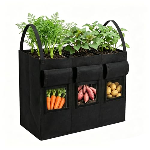 Bolsa de plantación elevada transpirable y macetero textil para verduras de 3 zonas 2