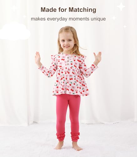 Toddler Girls' Clothes-Viscose from Bamboo, Long Sleeve Ruffle Top with Pant Sets for Kids 2Pcs Fall Outfits 2T-6Y3