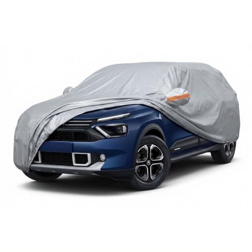 Image of myTVS 100% Waterproof Car Body Cover for Citroen C3 Aircross - Custom-Fit, Double-Layer, UV & Dust Proof, Mirror Pockets & Elastic Clip Lock (CSK 7B)