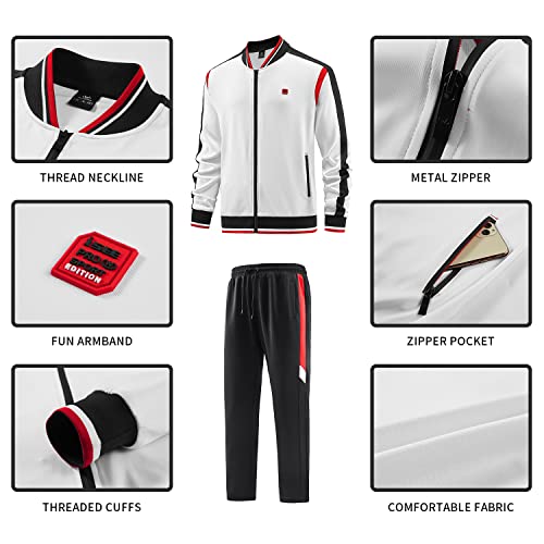 Anotwener Track Sweat Suits For Men Set Sweatsuits 2 Piece Sets Warm Up Tracksuit Jogging Suit Joggers Two Piece Outfits Jacket And Pants Sport Fashion Running Clothing White 140-Xl #TOP2