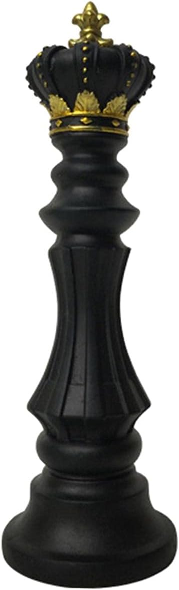 KASCLINO Chess Statue Decor Piece, Decorative Resin Sculpture Office King Resin Figurine Chess Piece Ornament for Home Desktop Decoration(Black,Size:King)