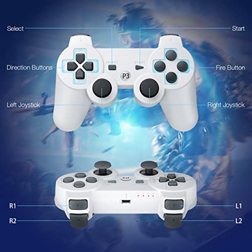 Powerextra PS-3 Wireless Controller Compatible with Play-Station 3, 2 Pack High Performance Gaming C