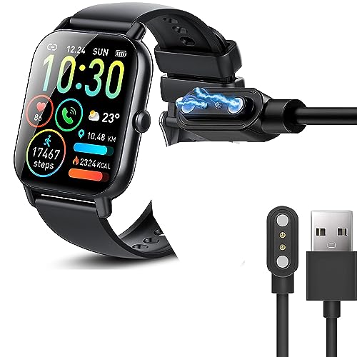 Lamshaw Smartwatch Magnetic USB Charging Cable Replacement Charger Compatible for Popglory P66/NiUFFiT P66/Ddidbi P66D/Aptkdoe P66D/Nerunsa P66D Smart Watch (Black)