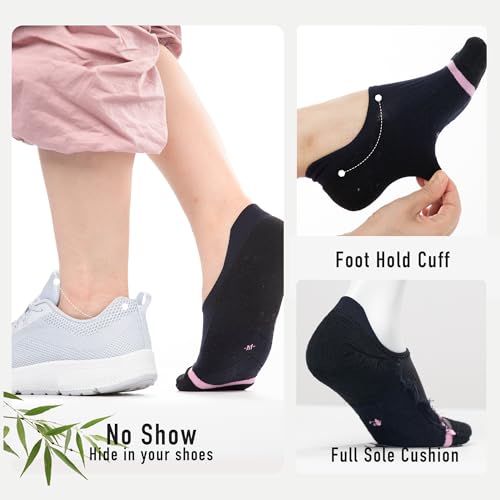 Image of BRISIRA Bamboo Viscose Coolmax Running Golf No Show Socks Women Compression Moisture Wicking Performance Low Cut Tab Athletic