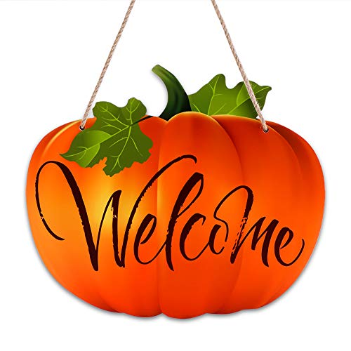 SICOHOME - Señal de bienvenida de calabaza, 23,6 x 27,9 cm, decoración de otoño para Halloween, otoño cosecha de Acción de Gracias, decoración del hogar o la cocina
