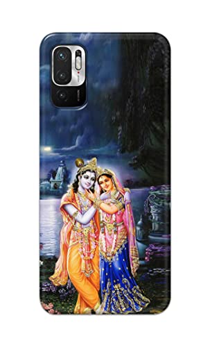 Image of Printed Hard Back Cover Case for Mi Redmi Note 10T 5G | Mi Redmi Note 10 5G Back Cover (Radha Krishna) -1803