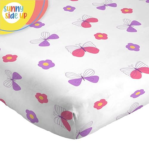 Image of Sunny Side Up Magic Castle Toddler Sheet Set - 3 Piece Toddler Bedding Set Includes Pillow Cover - Super Soft Floral Butterfly Microfiber Sheets