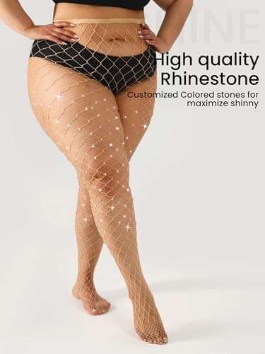 Image of Plus Size Fishnet tights Glitter stockings Sparkly Pantyhose Leggings for women-Big Mesh