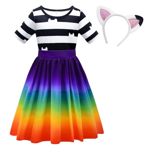 Rainbow Costumes dress for Girls, Halloween Outfit Birthday Costu...