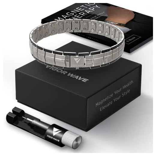 Vigor Wave® Magnetic Therapy TITANIUM Bracelet for Men — Unique 2X Strength Magnetic Bracelet for Relieving Pain, Improving Circulation, and Increasing Performance + Premium Sizing Tool & Gift Box