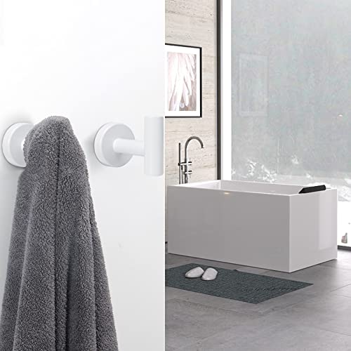 Nearmoon Bath Towel Hooks- Sus 304 Stainless Steel Robe Hook Holder, Heavy Duty Coat Hook For Bathroom Livingroom Hotel Kitchen Garage, Wall Mounted- 4 Pack (White) #TOP5