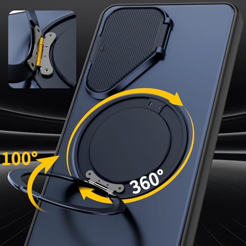 Image of Spazy Case Samsung S26 Ultra Back Cover|Premium Magnetic Ring Stand Case with Camera Protection Slider|360 Rotating Kickstand|Slim & Strong Grip Phone Case for Samsung S26 Ultra-Blue