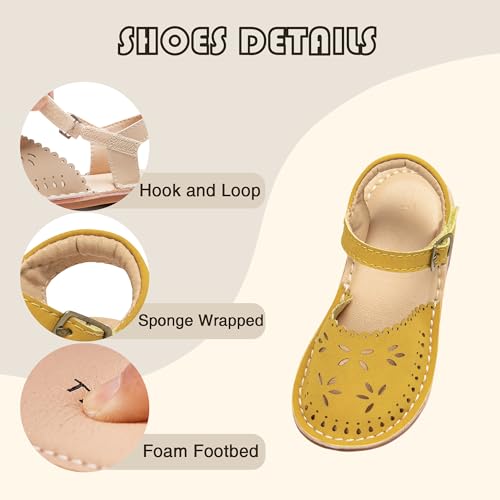 Image of THEE BRON Toddler Floral Cutout Closed Toe Sandals for Girls Breathable Summer Shoes