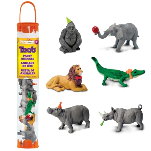 Safari Ltd. Conjunto de 6 Figuras de Juguete de Animales de Fiesta | Colección TOOB | No tóxico y Libre de BPA | Animales de Juguete | Adecuado para niños de 3 años en adelante