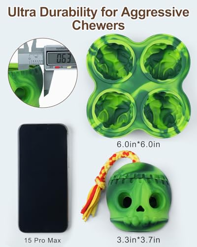 Joytale A81001-GRN Dog Enrichment Toys, Dog Toys For Aggressive Chewers, Fillable Dog Chew Toys, Halloween Skull Design Dog Toys With Rope, Treat Dispensing Dog Toys To Keep Them Busy thumb #5