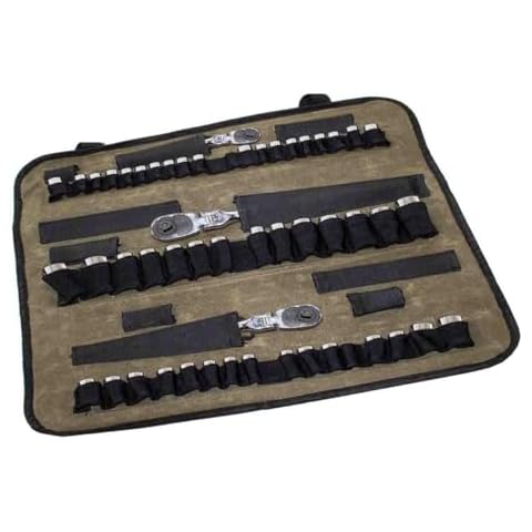 Overland Vehicle Systems Rolled Socket Organizer Storage Bag - #16 Premium Waxed Canvas - Storage for 50 sockets and 10 Extra Storage Pockets for Ratchets Cover