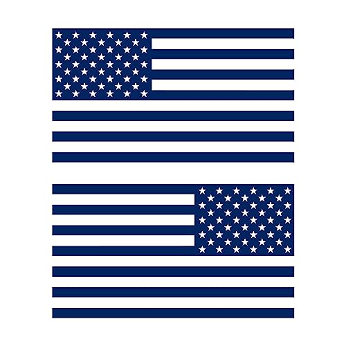 Image of American US Flag [Pick Color /Size] Vinyl Decal Sticker for Laptop /Car /Truck /Window /Bumper (18in Subdued Pair, Matte Navy Blue)