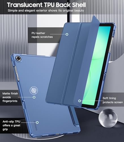 Image of TiMOVO Soft Case for Samsung Galaxy Tab A11+ /A11 Plus 11 inch 2026, Navy Blue | Fit for SM-X230 /X236 /X238, Slim Soft TPU, Translucent Frosted Back, Auto Wake /Sleep
