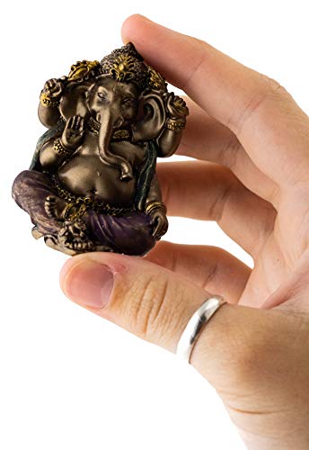 Mini Estatua de Ganesh en Bronce Frío 2 pulgadas miniatura 5