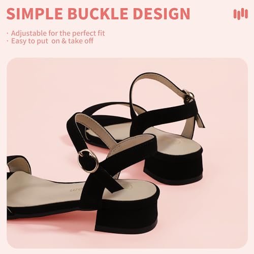 Image of Hehainom Girls Dress Shoes Low Heels Sandals Open Toe Wedding Party School for Little Big Kids Flower Girl Shoes