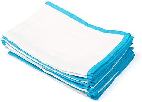 Candy Cottons 100% Cotton Dinner Napkins, Contrast Color Linen Aqua Blue Border (Pack of 6-20"x20") Dinner Table Napkins, Soft & Comfortable, Reusable Napkins for Home, Weddings & Cocktail Parties.