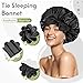 BONNET QUEEN Silk Bonnet for Sleeping Women Satin Bonnet Anti-Frizzy Night Sleep Cap Hair Wrap for Curly Hair with Adjustable Tie Band,Black