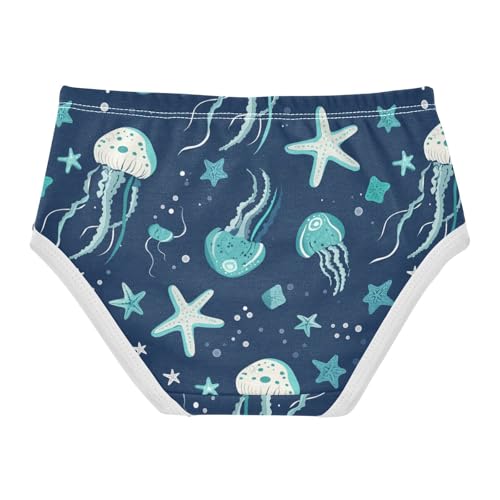 Wusikd Jellyfish Starfish Girls' Underwear Cotton Blue Girls Briefs Soft Toddler Underwear 2T2