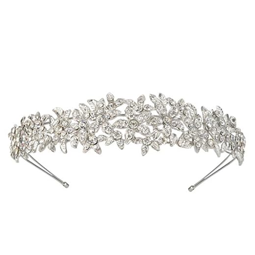 EVER FAITH® Cristal Autrichien Wedding Fleur Bandeau Ton d'argent Claire A10427-1