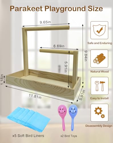 Image of Small Bird Training Stand Portable Tabletop Birds Perch Desktop Platform Training Perch with 5 Pcs Disposable Pads Parakeet Play Gyms Exercise for Budgie Conure Parrot Cockatiel Lovebird
