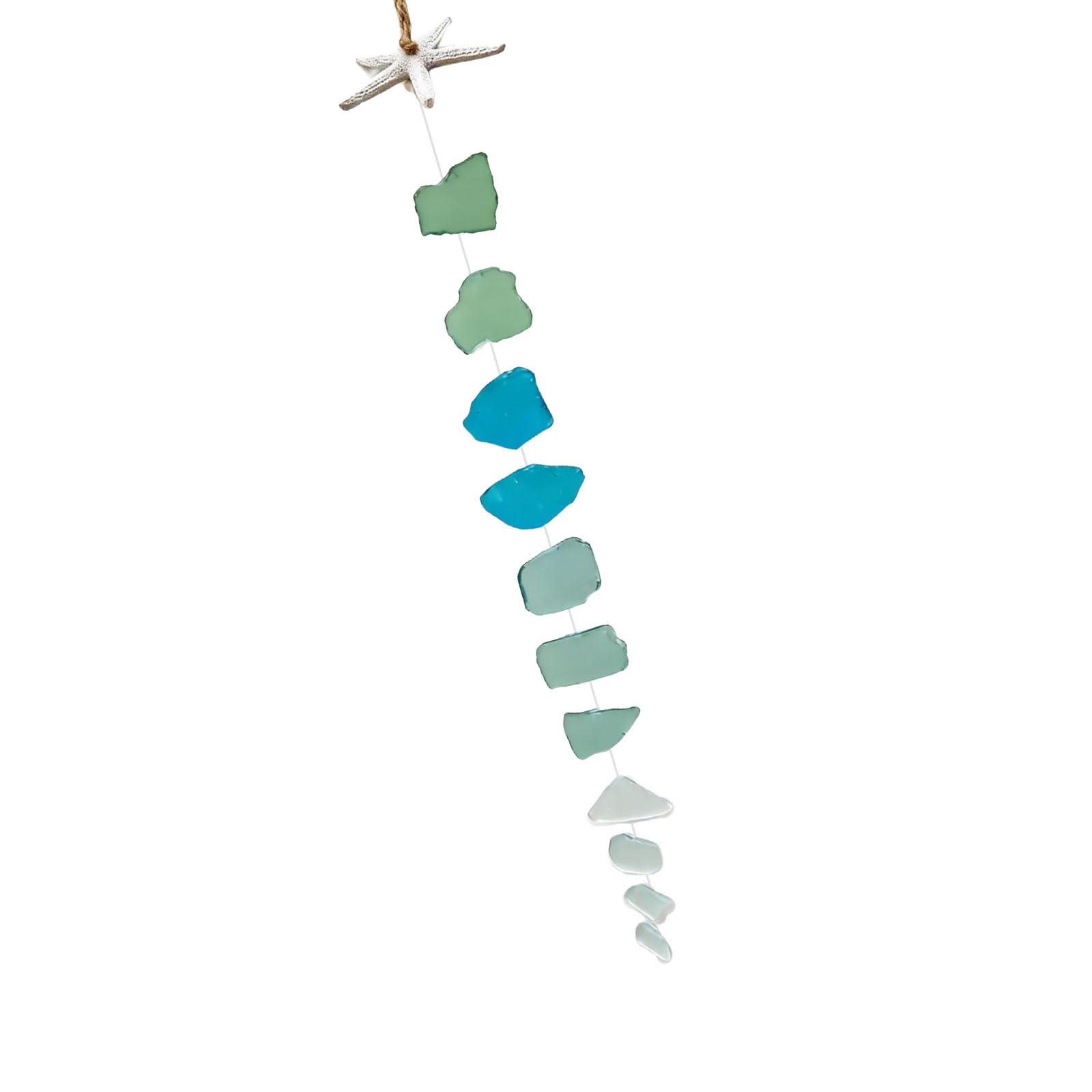 Nucelit Unique Resins Starfishes and Multicolored Sea Glass Wind Chimes Handcrafted Hanging Ornament for Outdoor Indoor Decors Sea Glass with Starfishes Wind Chimes