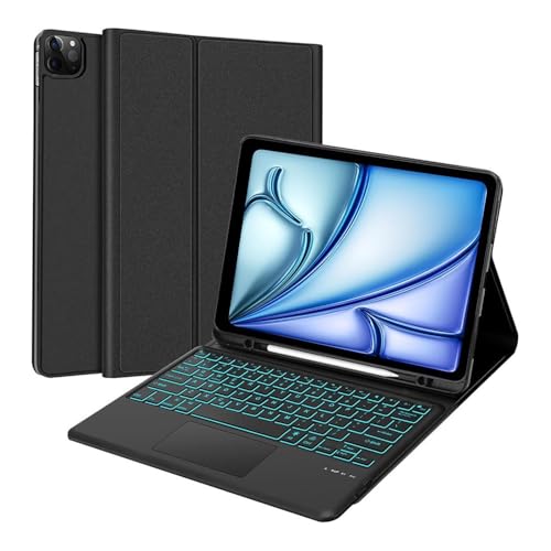 Étui à Rabat en Cuir Clavier Rétroéclairé iPad Pro 12,9 Pouces Noir
